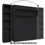 Easy-Lift Queen Murphy Wall Bed in Black with Bookshelf - Sharicks