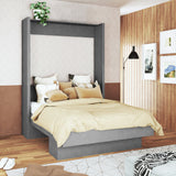 Easy-Lift Queen Murphy Wall Bed in Grey with Shelf