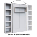 Easy-Lift Twin Murphy Wall Bed in White with Bookshelf - Sharicks