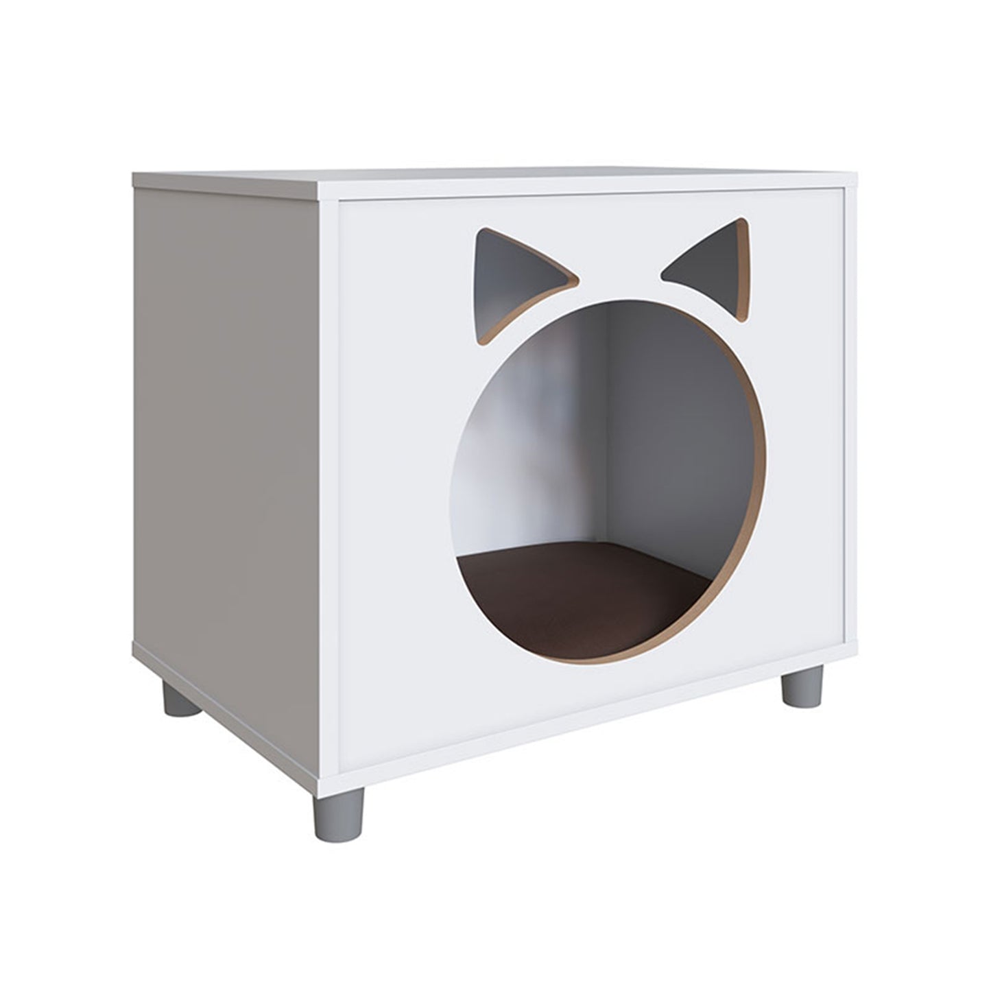 Cat and Dog End Table Pet Bed with Brown Cushion