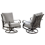 Aluminum Ornate Deep Seating Swivel Rocking Club Chairs Grey Cushions