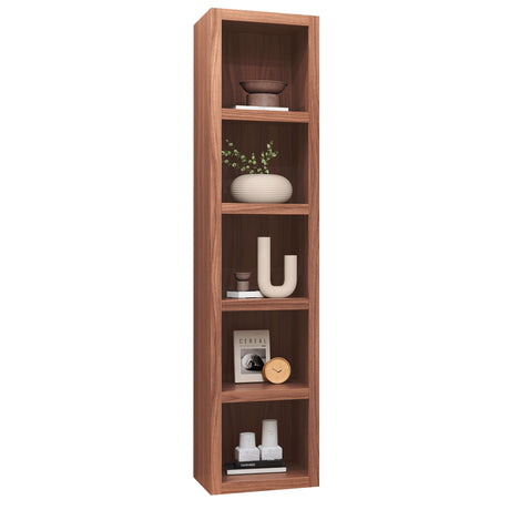 Brown Natural Wood Grain 84-in Tall Wooden Bookcase Shelf