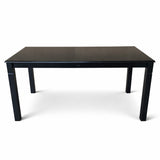 Modern 7-Piece 63 Inch Rectangular Dining Set, Black Finish with Sand Beige Polyester Upholstered Chairs, Solid Rubberwood