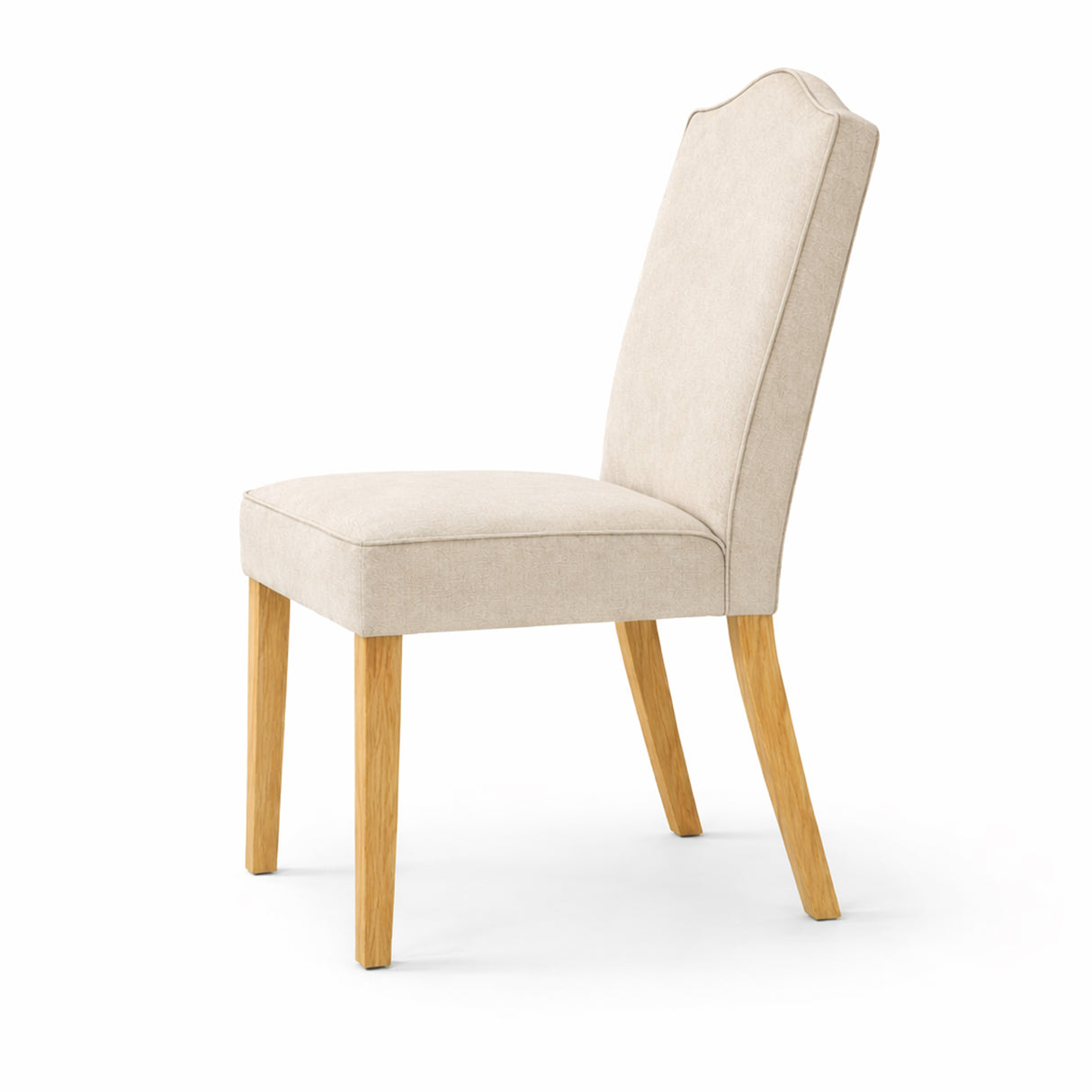 Modern Dining Chairs, Set of 2, Natural Finish with Light Beige Polyester Upholstered Seats Solid Rubberwood