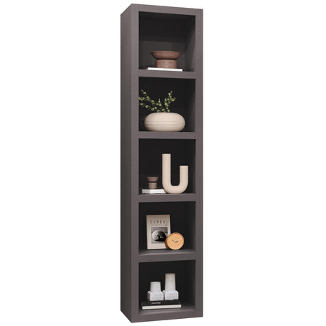 Dark Grey 84-in Tall Wooden Bookcase Shelf