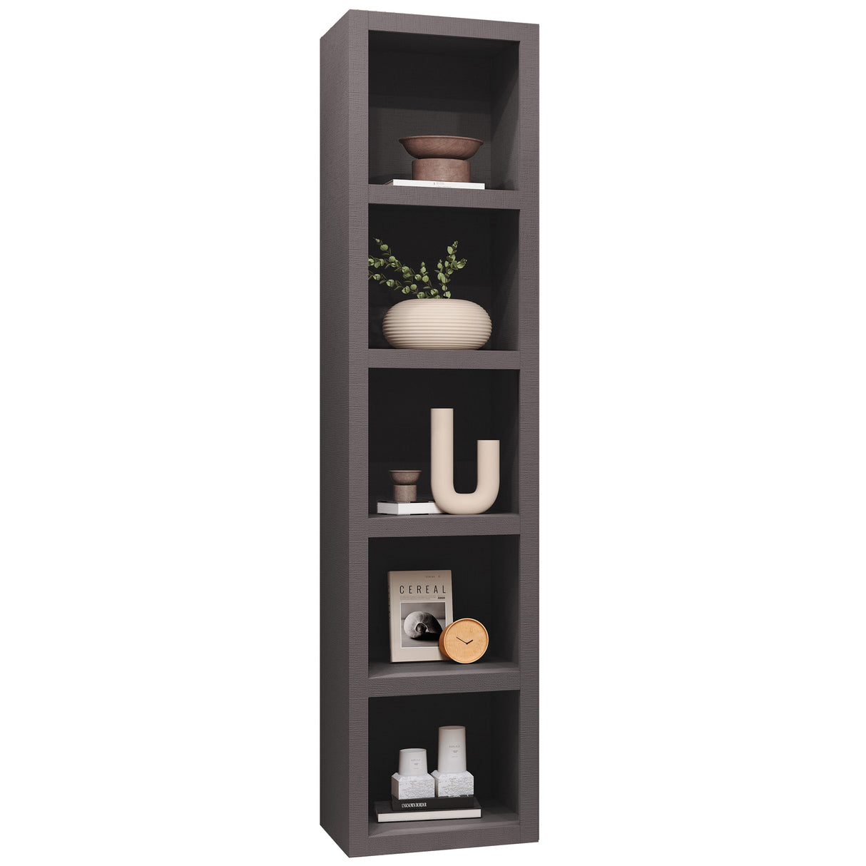 Dark Grey 91-in Tall Wooden Bookcase Shelf