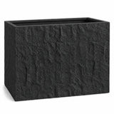 Rock Texture Rectangular Polystone Planter Box, Black
