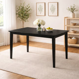 Traditional 5-Piece 43.3 Inch Rectangular Dining Set, Black Finish with Beige Polyester Upholstered Chairs, Solid Rubberwood