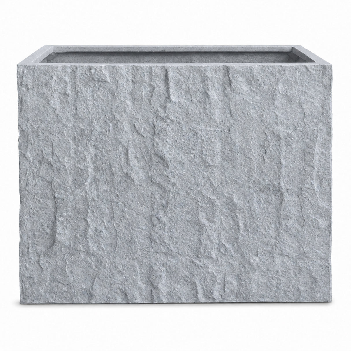 Rock Texture Rectangular Polystone Planter Box, Gray
