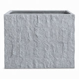 Rock Texture Rectangular Polystone Planter Box, Gray
