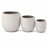 Set of 3 Round Cylinder Polystone Indoor/Outdoor Planters, White