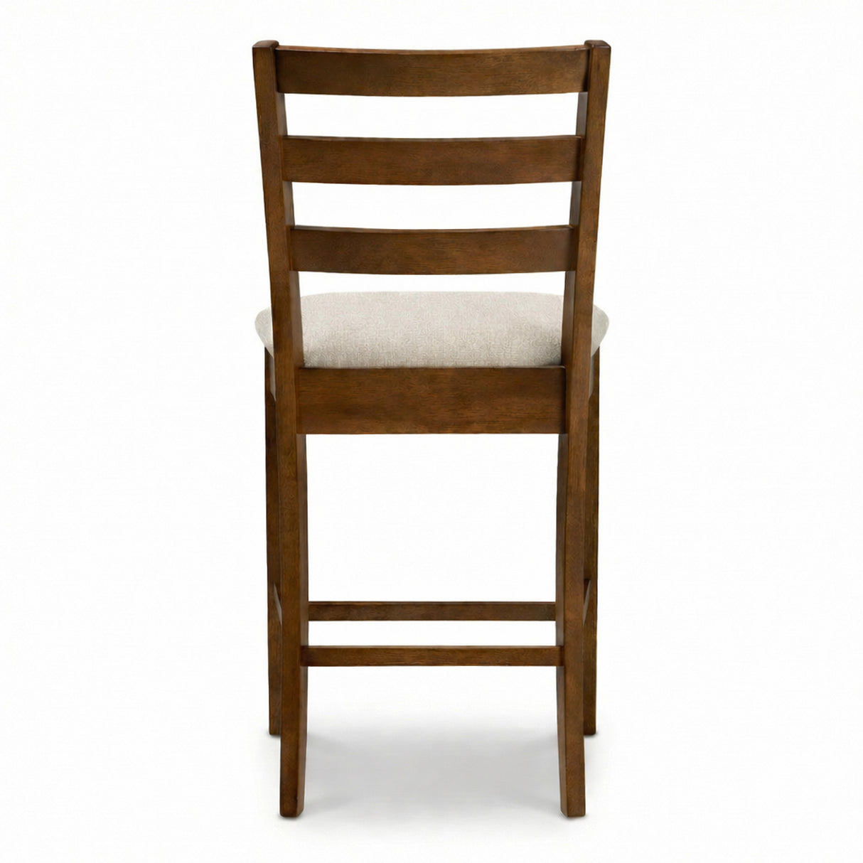 Modern Counter Height Bar Stools, Set of 2, Dirty Oak Finish with Greige Polyester Upholstered Seats Solid Rubberwood