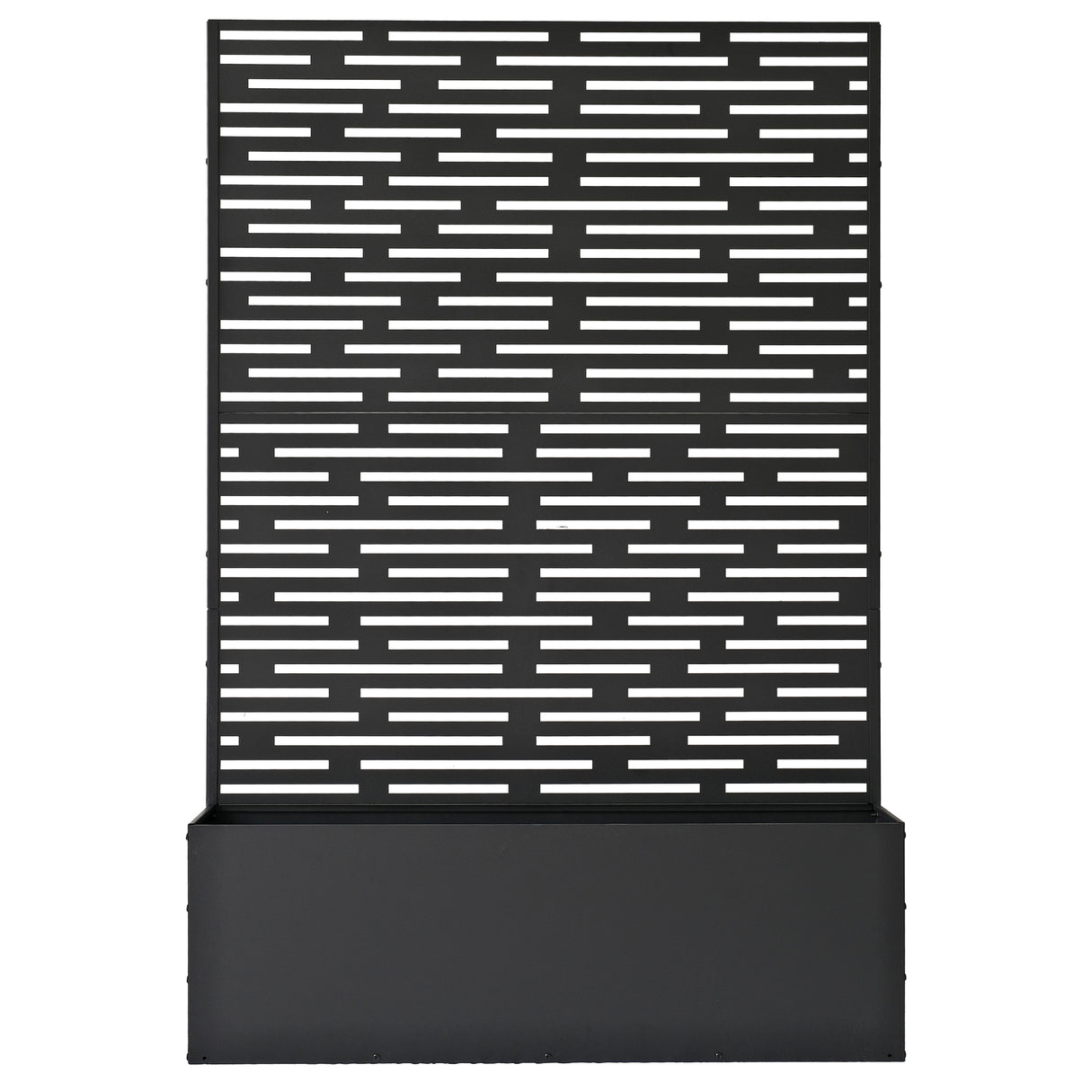 6 ft. X 4 ft. Black Freestanding Metal Privacy Screen Room Divider with Flower Box