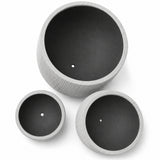 Set of 3 Fluted Round Polystone Indoor/Outdoor Planters, Gray