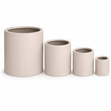 Set of 4 Round Cylinder Polystone Indoor/Outdoor Planters, Sand