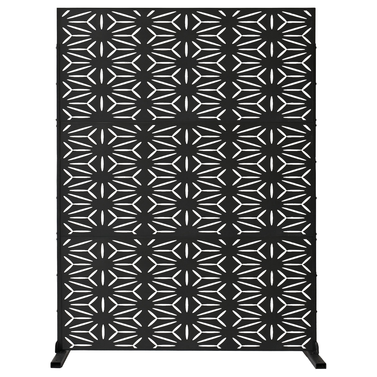 6 ft. X 4 ft. Black Freestanding Metal Privacy Screen Room Divider