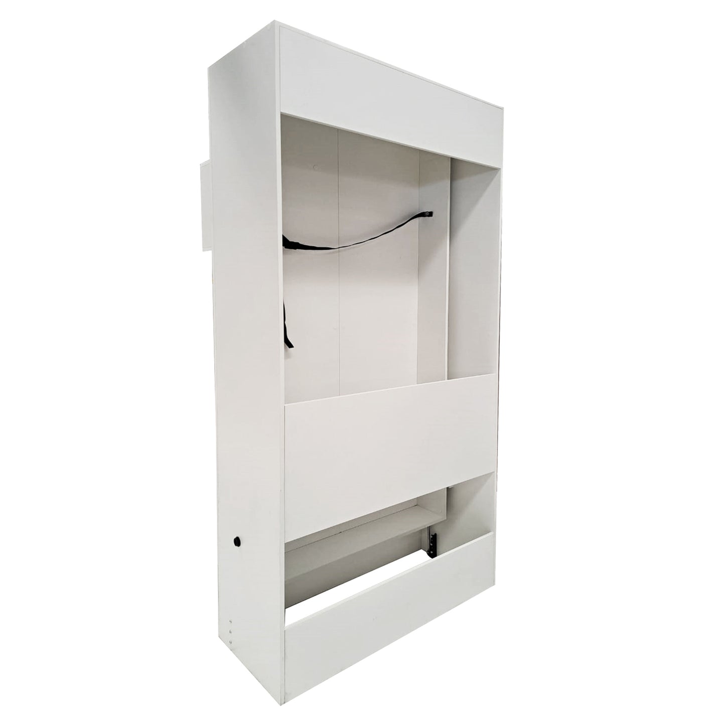 Easy-Lift Twin Murphy Wall Bed in White with Shelf