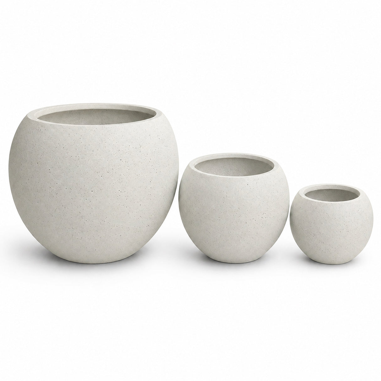 Set of 3 Smooth Round Polystone Indoor/Outdoor Planters, White