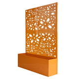 6 ft. X 4 ft. Orange Freestanding Metal Privacy Screen Room Divider with Flower Box