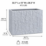 Rock Texture Rectangular Polystone Planter Box, Gray
