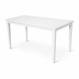 Modern 59 Inch Rectangular Dining Table, White Finish Solid Rubberwood
