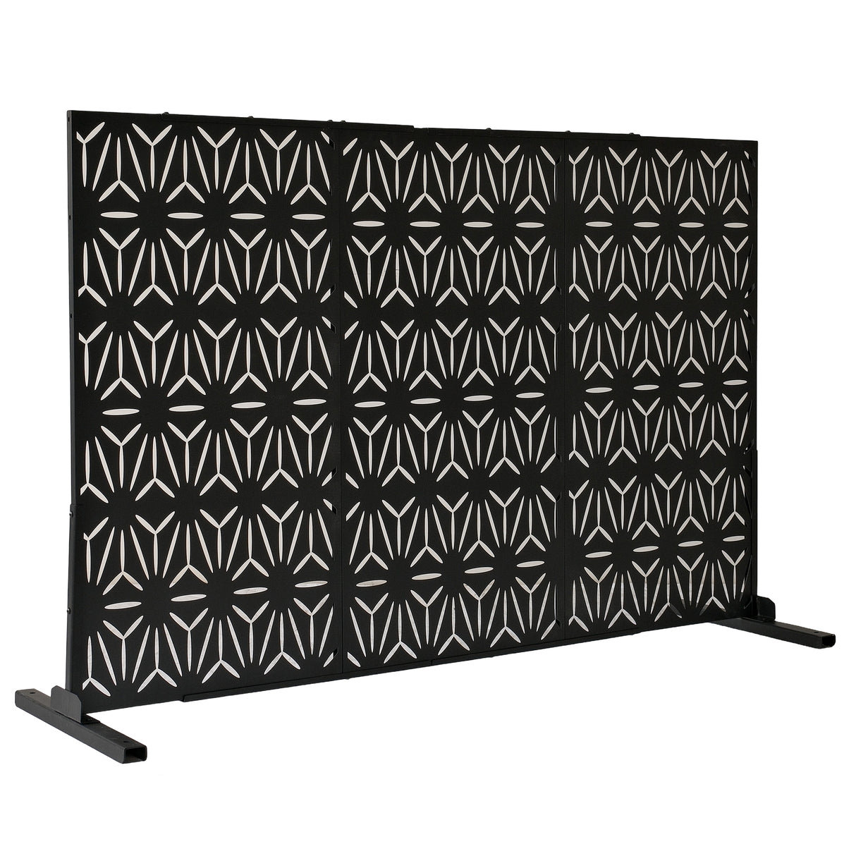 6 ft. X 4 ft. Black Freestanding Metal Privacy Screen Room Divider