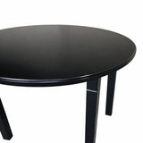 Modern 42 Inch Round Dining Table, Black Finish Solid Rubberwood
