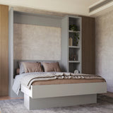 Easy-Lift Queen Murphy Wall Bed in Grey with Bookshelf - Sharicks