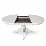 Modern 60 Inch Oval Extendable Dining Table, White Finish Solid Rubberwood
