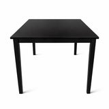 Modern 59 Inch Rectangular Dining Table, Black Finish Solid Rubberwood