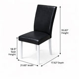 Modern 5-Piece 43.3 Inch Rectangular Dining Set, White Finish with Black PU Leather Upholstered Chairs, Solid Rubberwood