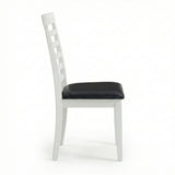 Traditional Dining Chairs, Set of 2, White Finish with Black PU Leather Upholstered Seats Solid Rubberwood
