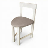 Modern 5-Piece 40.5 Inch Round Dining Set, White Wash Finish with Oat Polyester Upholstered Chairs, Solid Rubberwood