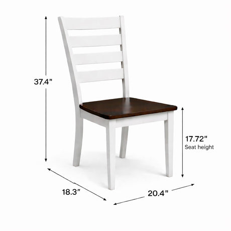 Traditional Dining Chairs, Set of 2, Dirty Oak/White Finish Solid Rubberwood
