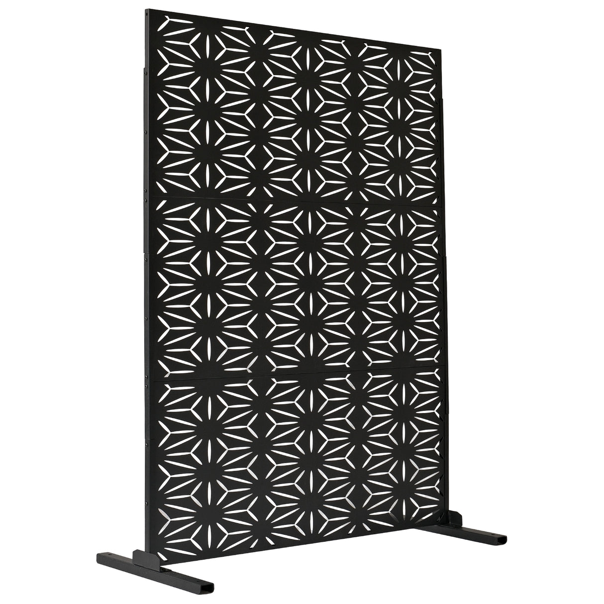 6 ft. X 4 ft. Black Freestanding Metal Privacy Screen Room Divider