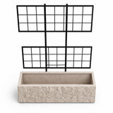 Rock Texture Rectangular Polystone Planter with Steel Trellis, Sand