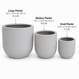 Set of 3 Round Cylinder Polystone Indoor/Outdoor Planters, Gray