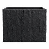 Rock Texture Rectangular Polystone Planter Box, Black