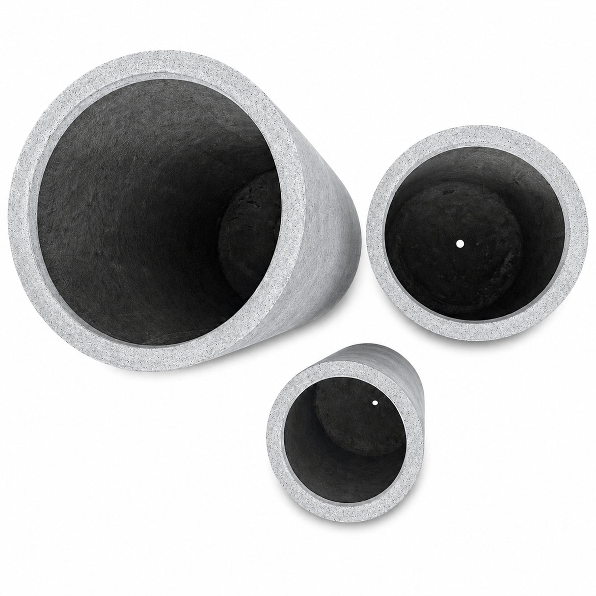 Set of 3 Tall Cylinder Polystone Indoor/Outdoor Planters, Gray