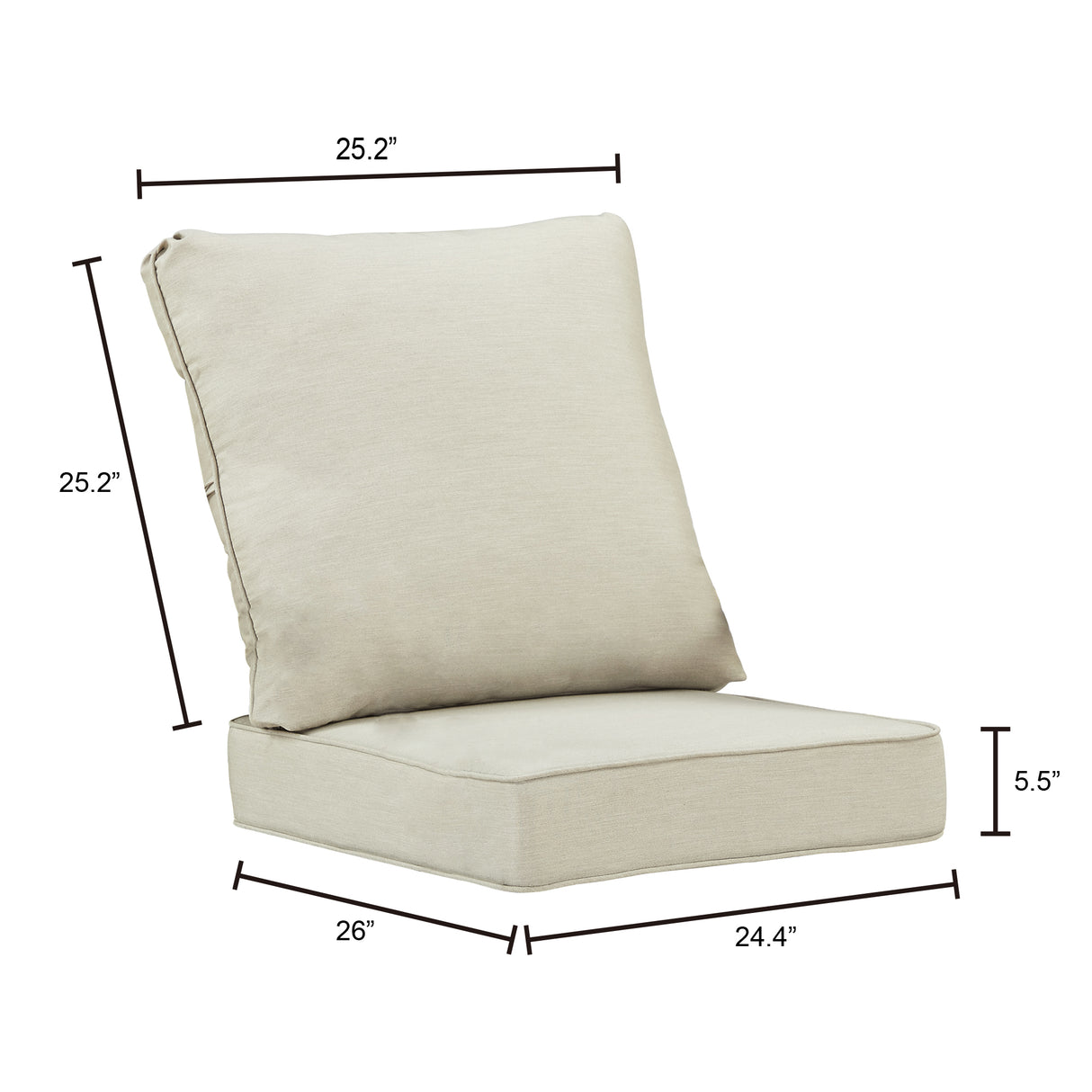 26 x 24 Outdoor Patio Deep Seating Cushion Set in Light Grey with Ties - Sharicks