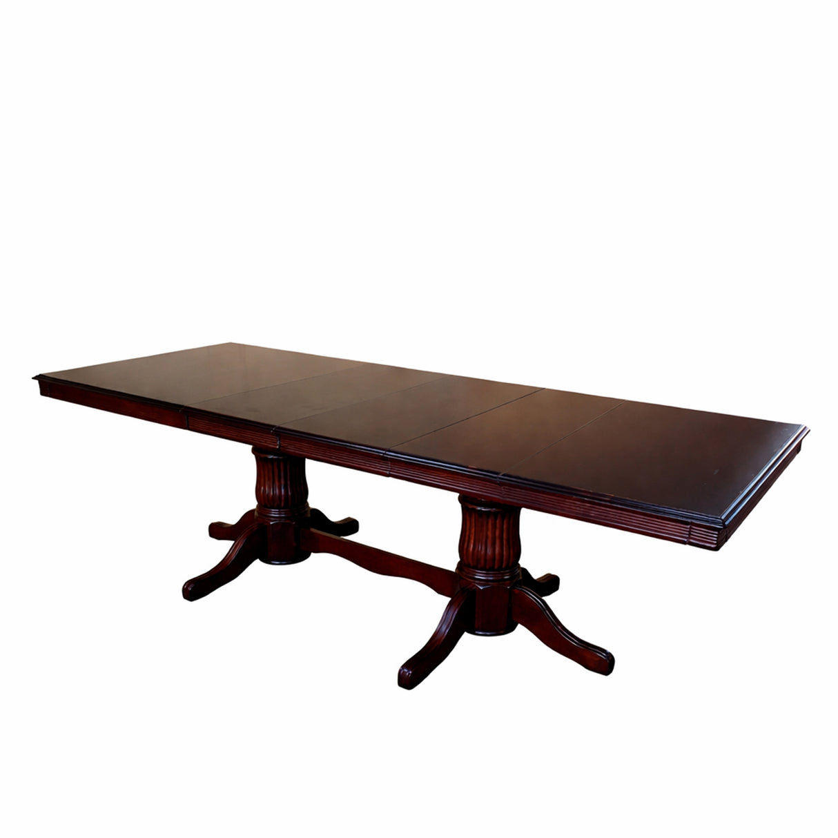 Traditional 118 Inch Rectangular Extendable Dining Table, Expresso Brown Finish Solid Rubberwood