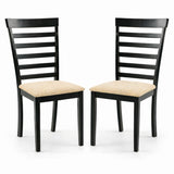 Traditional Dining Chairs, Set of 2, Black Finish with Beige Polyester Upholstered Seats Solid Rubberwood