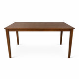Modern 7-Piece 59 Inch Rectangular Dining Set, Dirty Oak Finish with Dark Beige Polyester Upholstered Chairs, Solid Rubberwood