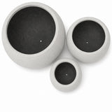 Set of 3 Smooth Round Polystone Indoor/Outdoor Planters, White