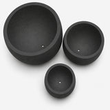 Set of 3 Round Polystone Indoor/Outdoor Planters, Black