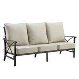 Black Aluminum Deep Seating Deep Seating Sofa with Cushions