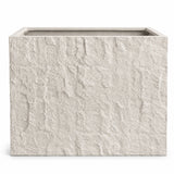 Rock Texture Rectangular Polystone Planter Box, White