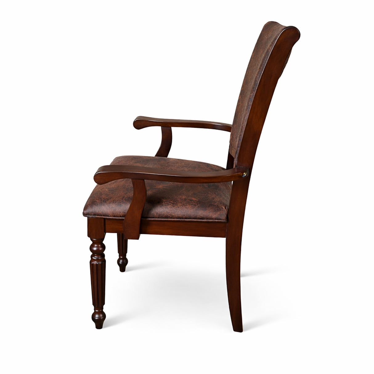 Traditional Dining Arm Chairs, Set of 2, Expresso Finish with Dark Brown PU Leather Upholstered Seats Solid Rubberwood