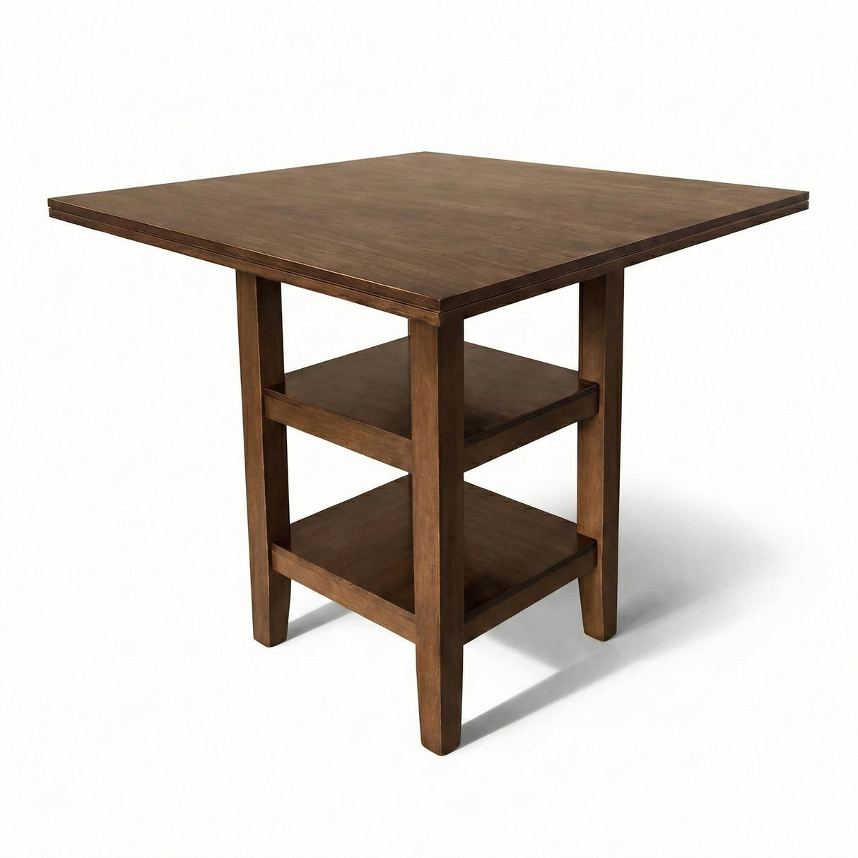 Modern 41.3 Inch Square Counter Height Dining Table, Dirty Oak Finish Solid Rubberwood