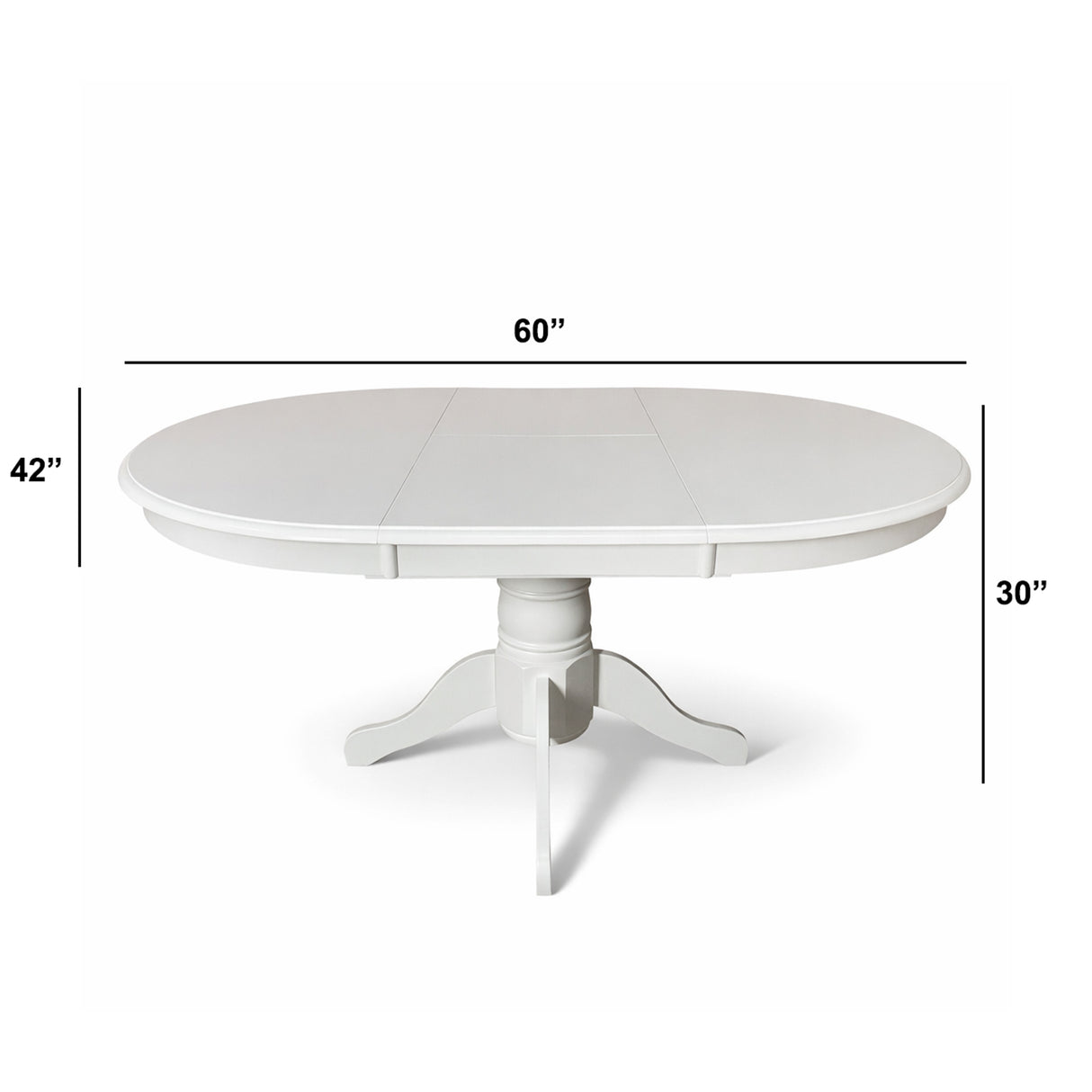 Farmhouse 7-Piece Inch Oval Extendable Dining Set, White Finish with Brown Polyester Upholstered Chairs, Solid Rubberwood